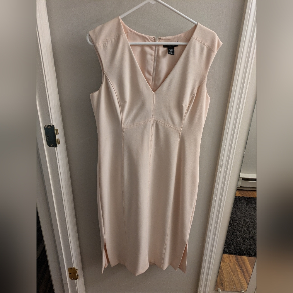 White House Black Market Blush V-Neck Midi Dress